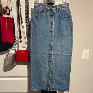 Denim Button-Front Skirt